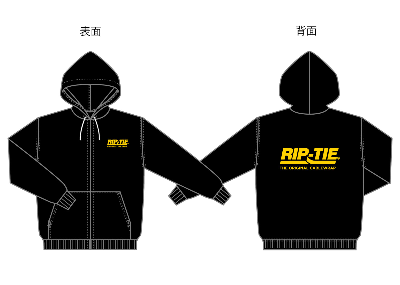 【予約販売】RIP-TIEオリジナルジップアップパーカー（ｼﾞｭﾆｱ～5XLまで選べるサイズ）